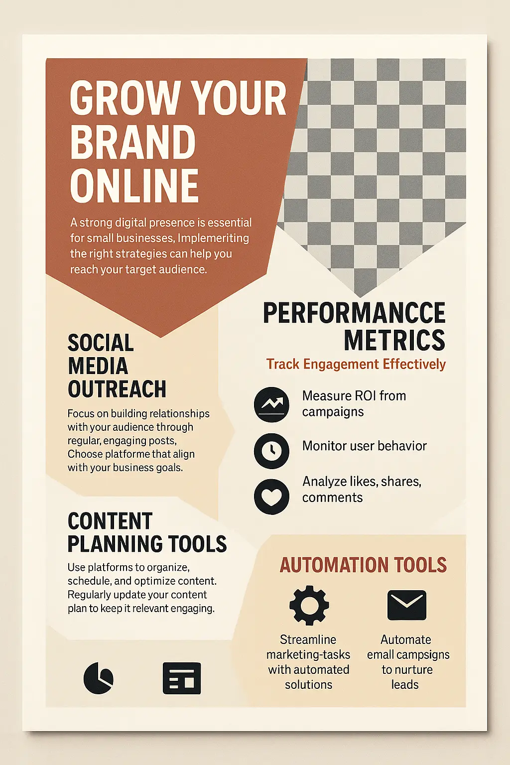 Informational Poster template on digital marketing strategy layout