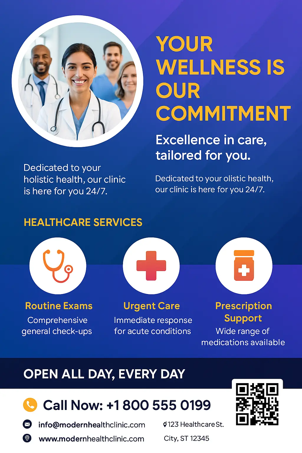 Informational Poster template for modern healthcare clinic services
