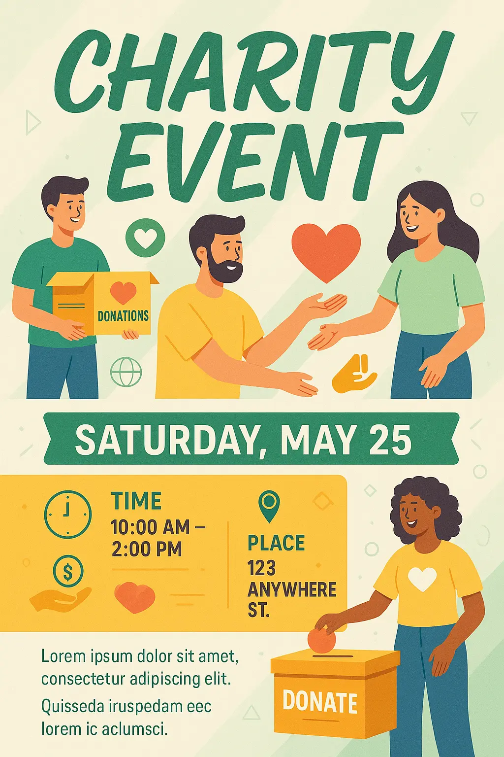 Informational Poster template for charity event with dynamic layout