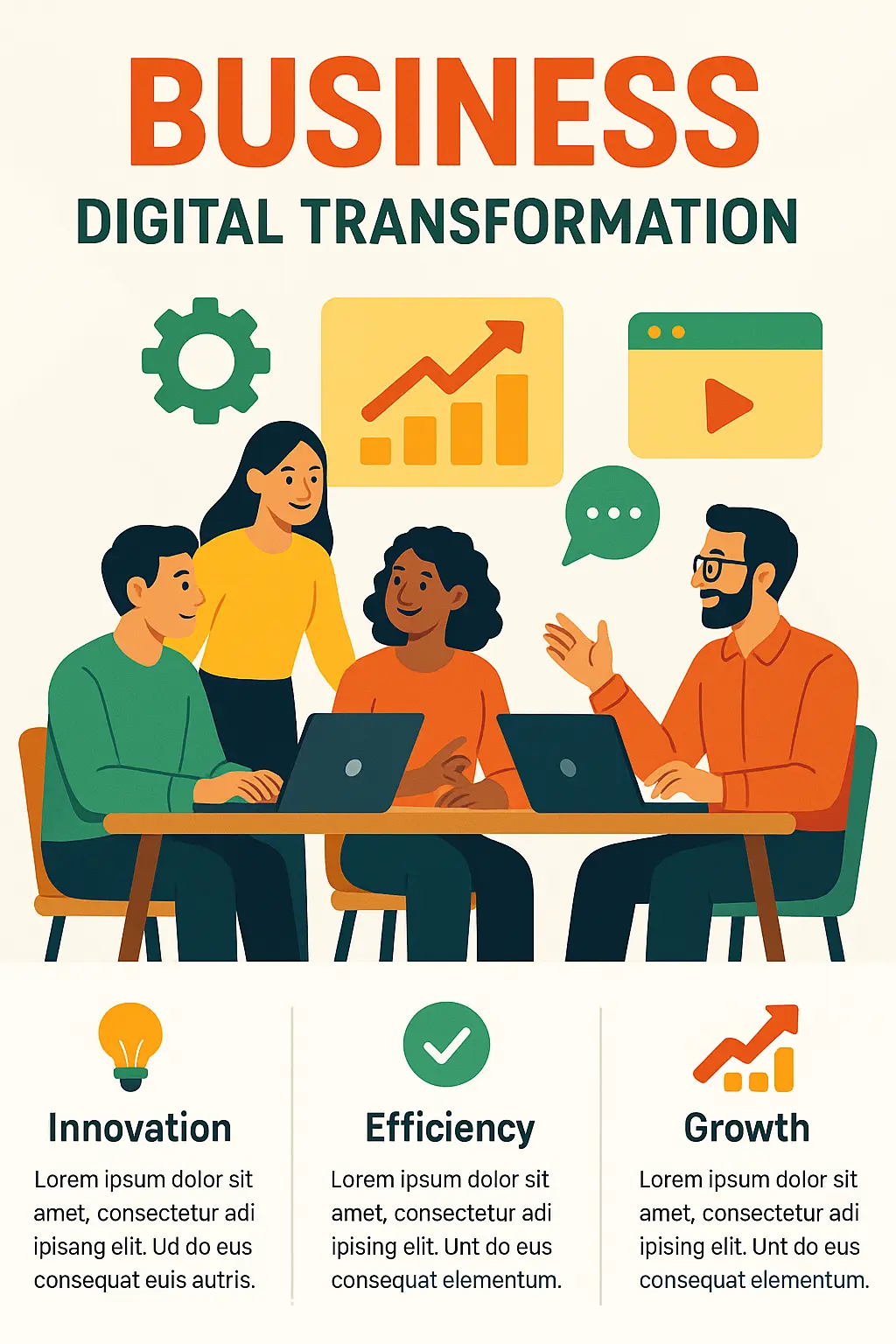 Informational Poster template for business digital transformation