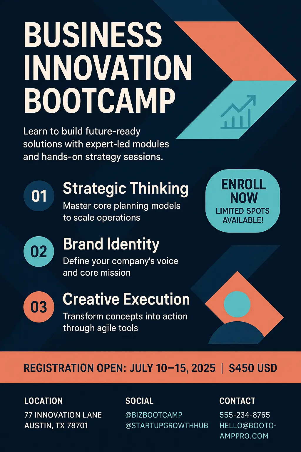Informational Poster template for business training bootcamp