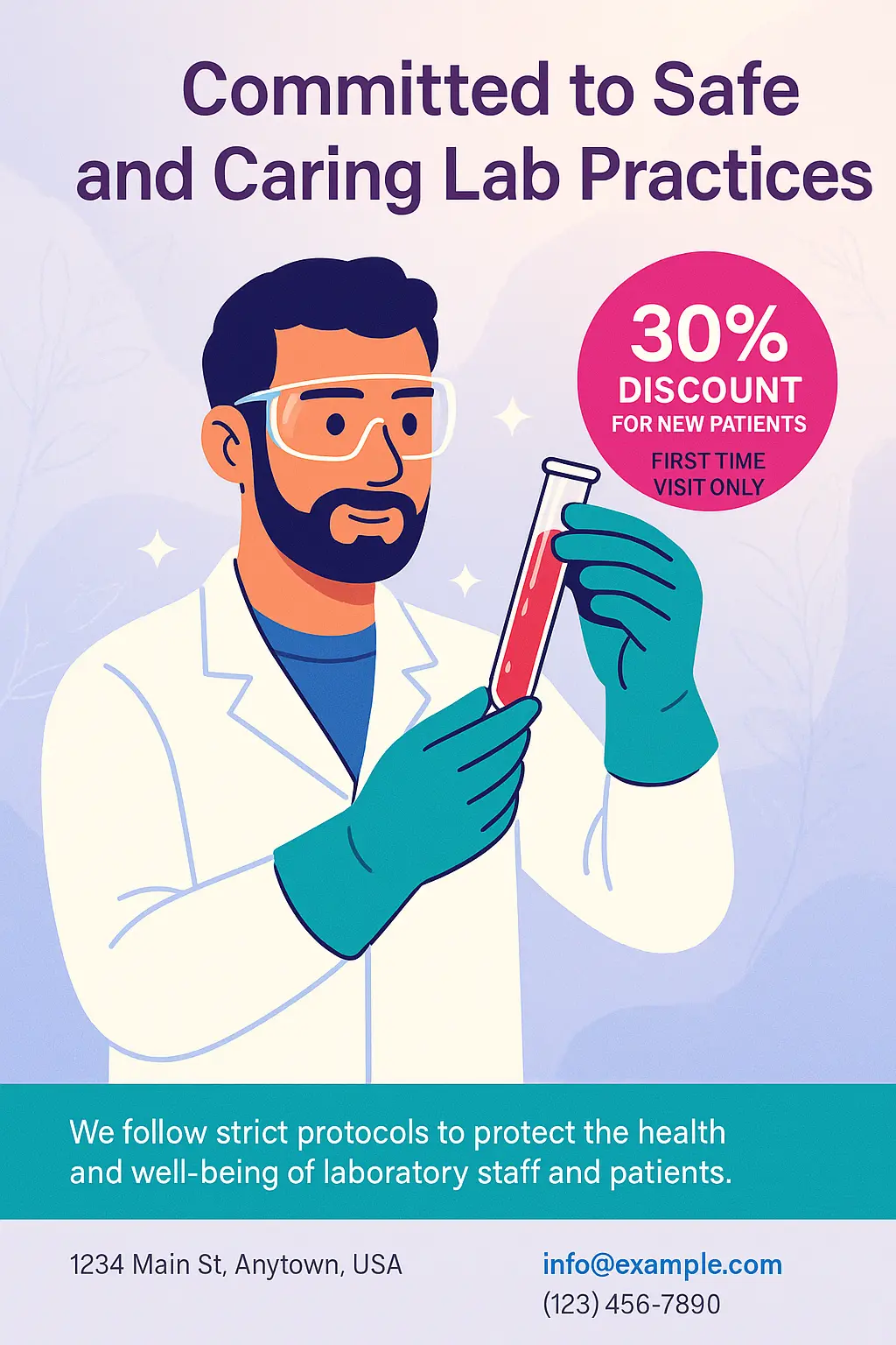 Lab Safety Poster template with scientist holding test tube
