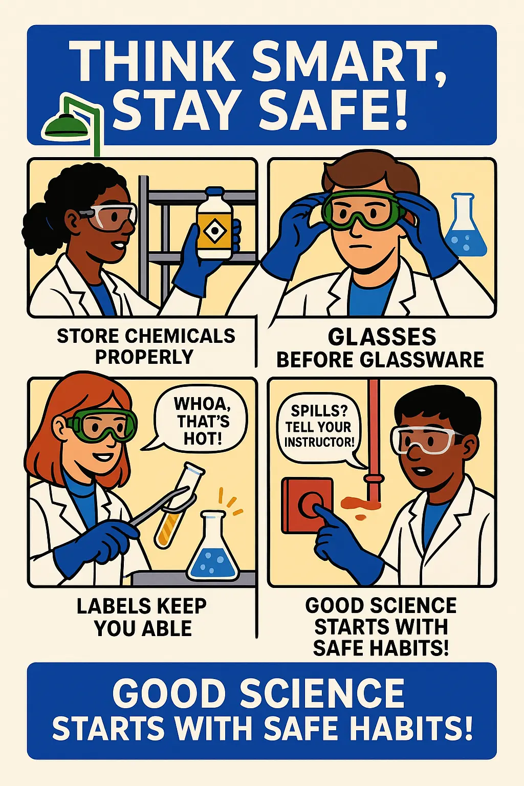 Bold Lab Safety Poster template with student safety actions