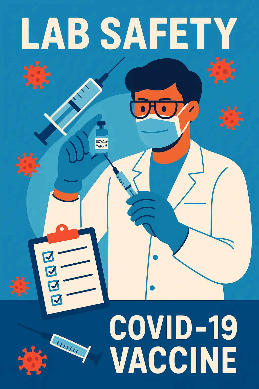 Lab Safety Poster template promoting COVID-19 vaccine awareness