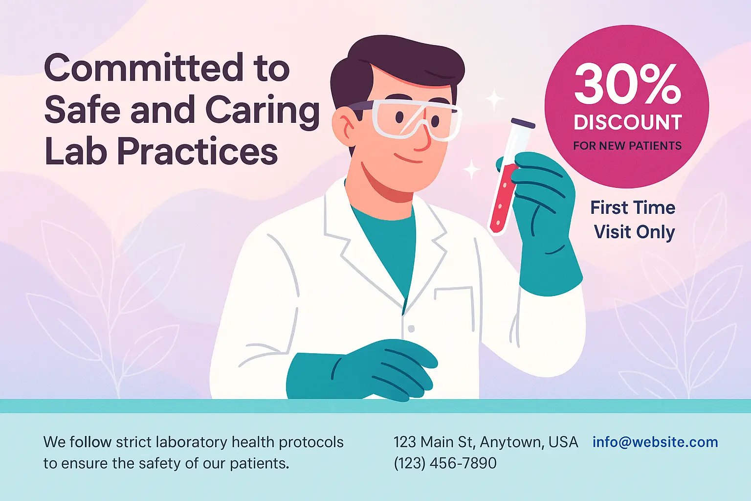 Lab Safety Poster template showing handwashing steps in clean layout