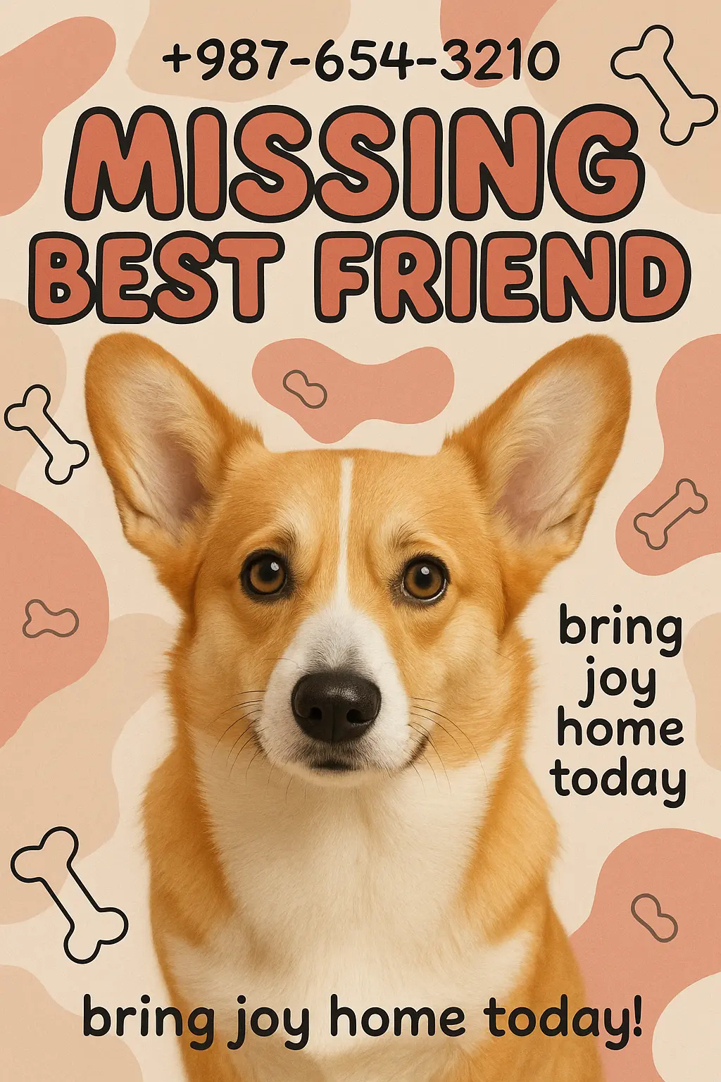 Lost Dog Poster template with Corgi and playful design