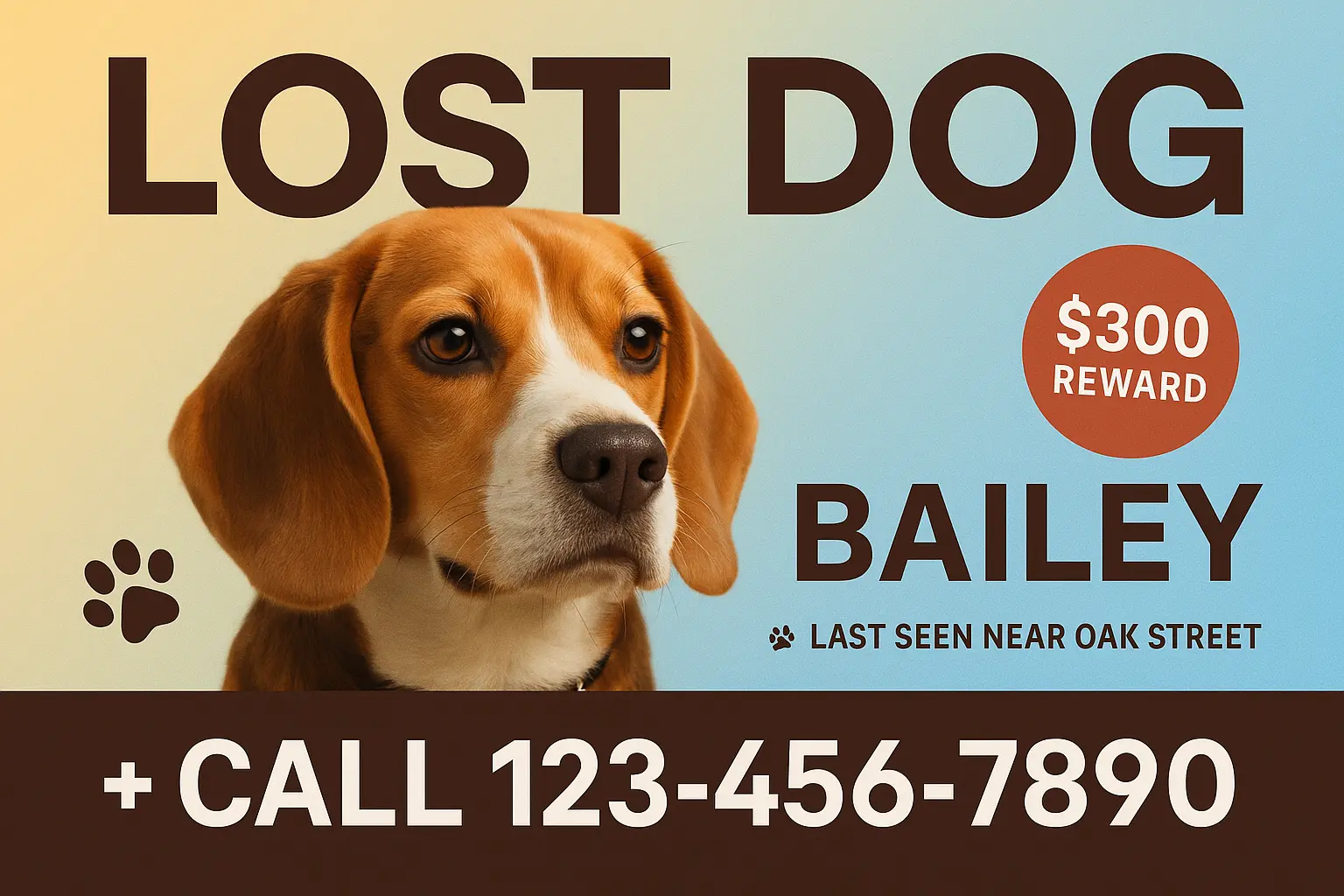 Lost Dog Poster template with blue background and Doberman mix