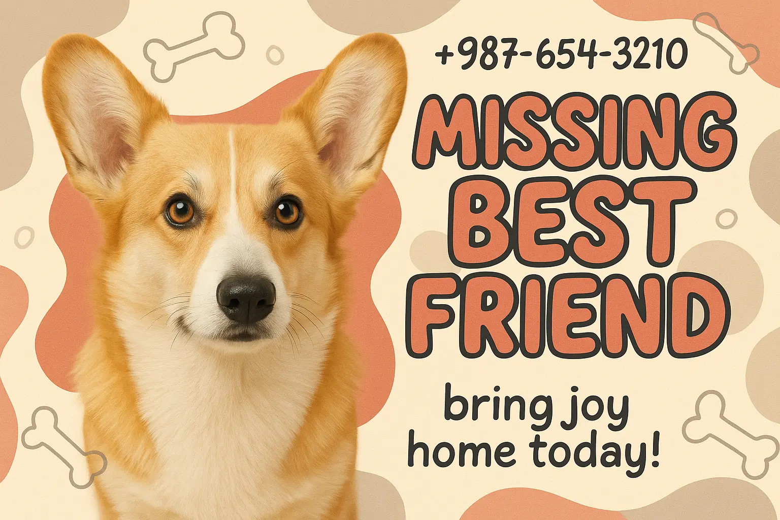 Lost Dog Poster template with golden retriever photos and contact info