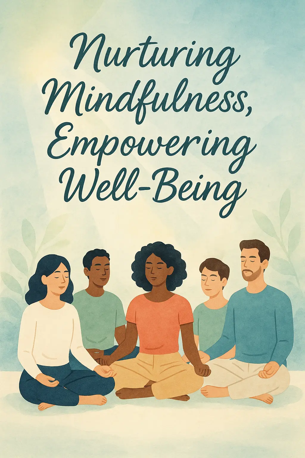 Mental Health Poster template featuring diverse individuals in a meditation circle