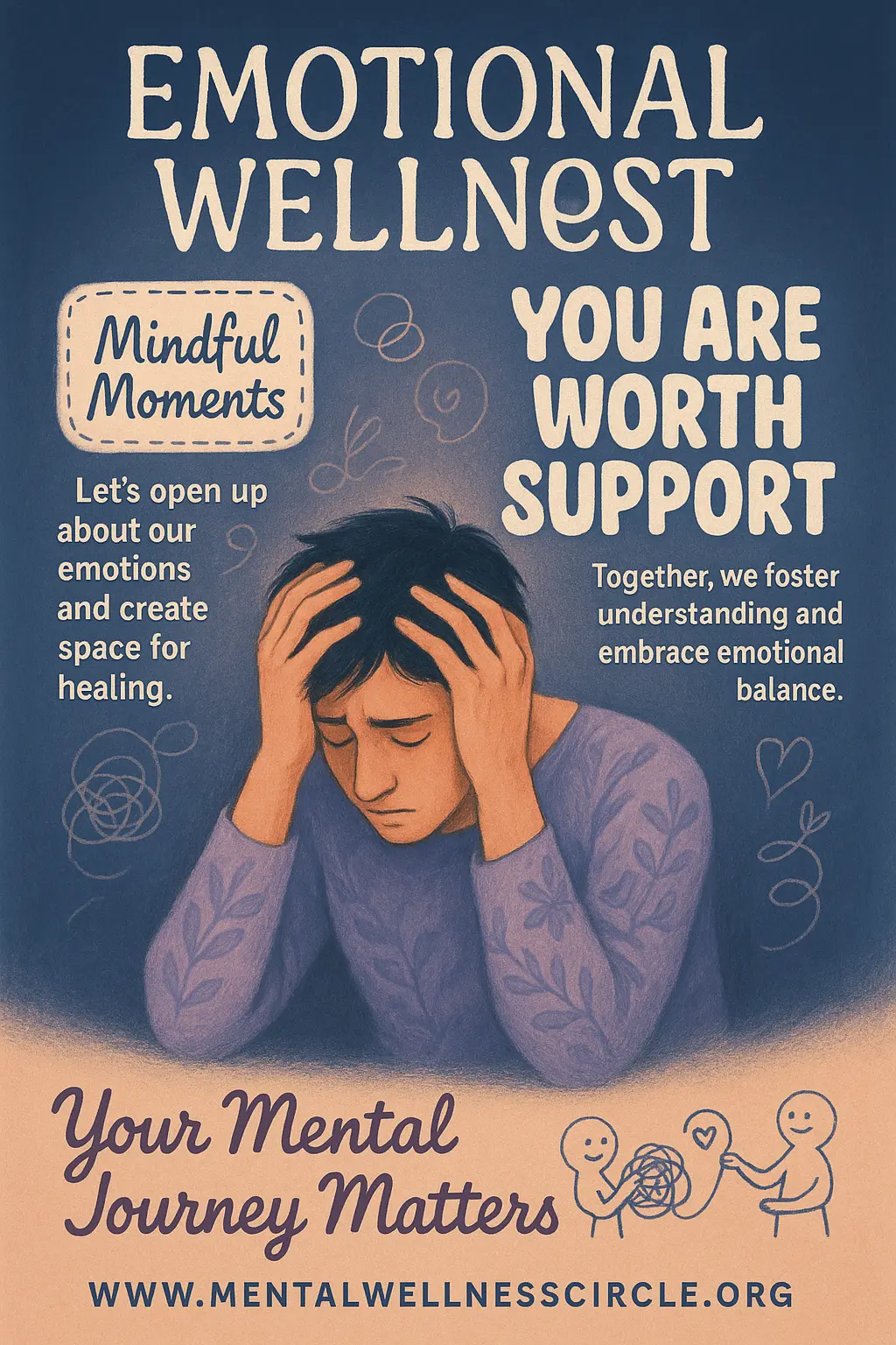 Contemporary Mental Health Poster template with hopeful theme
