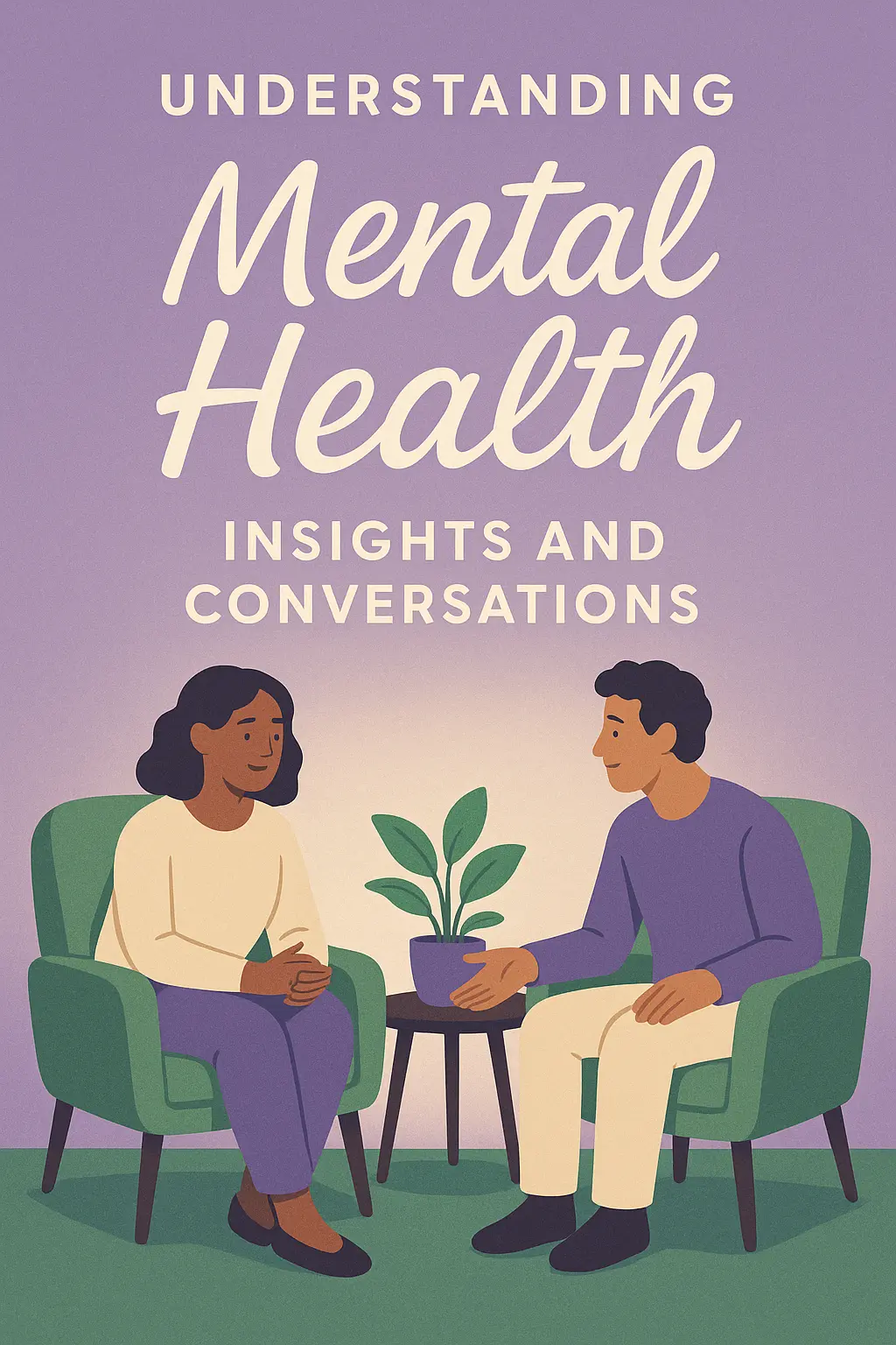 Mental Health Poster template featuring people conversing.