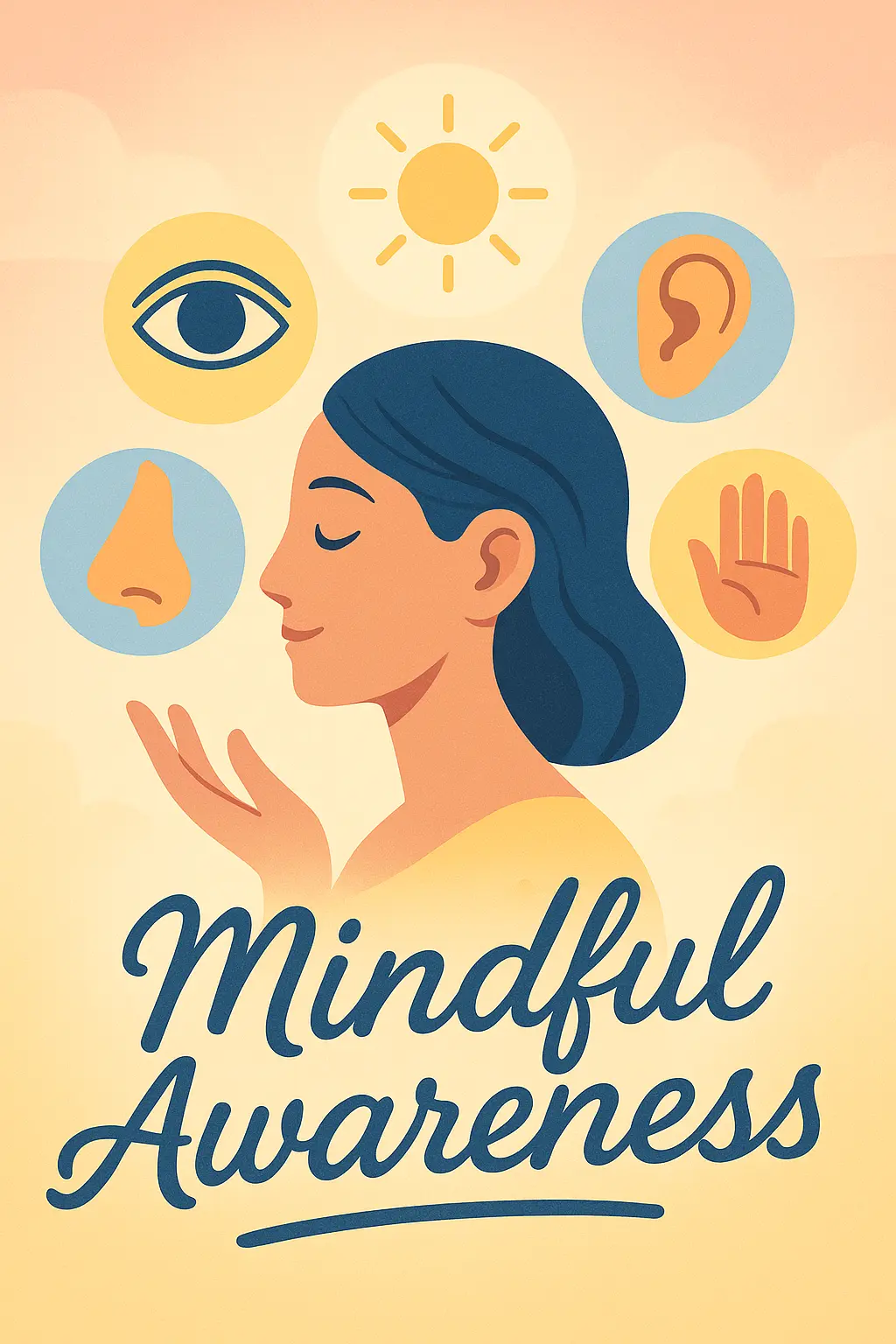 Sensory icons on pastel Mental Health Poster template.
