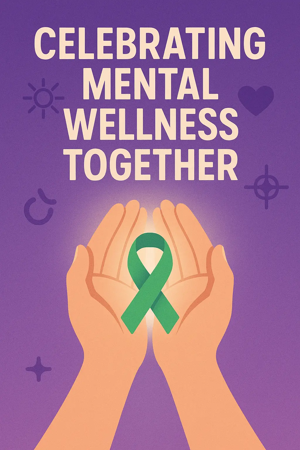 Hopeful Mental Health Poster template with green ribbon.