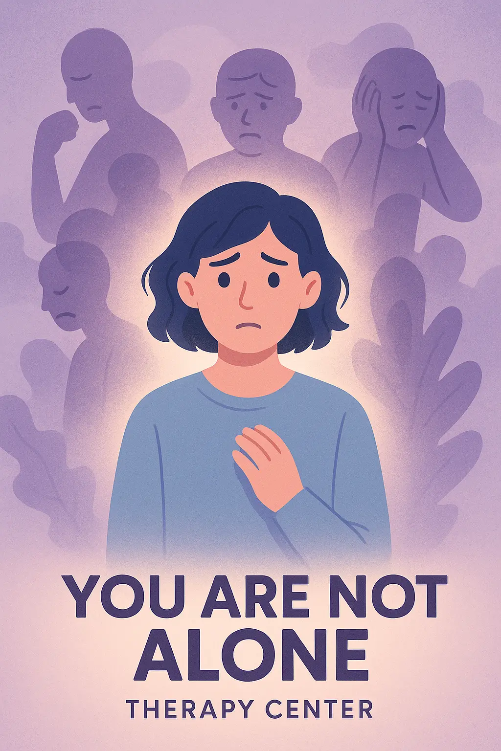 Mental Health Poster template with a person surrounded by shadowy figures