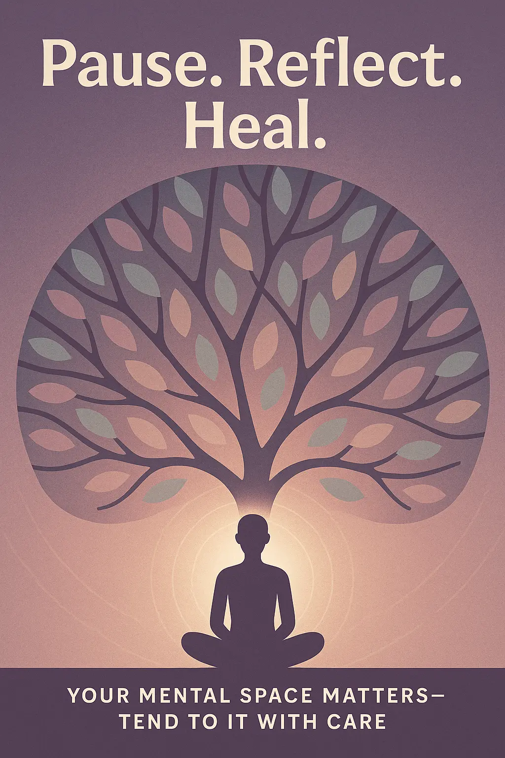 Mental Health Poster template with calm colors and meditative figure