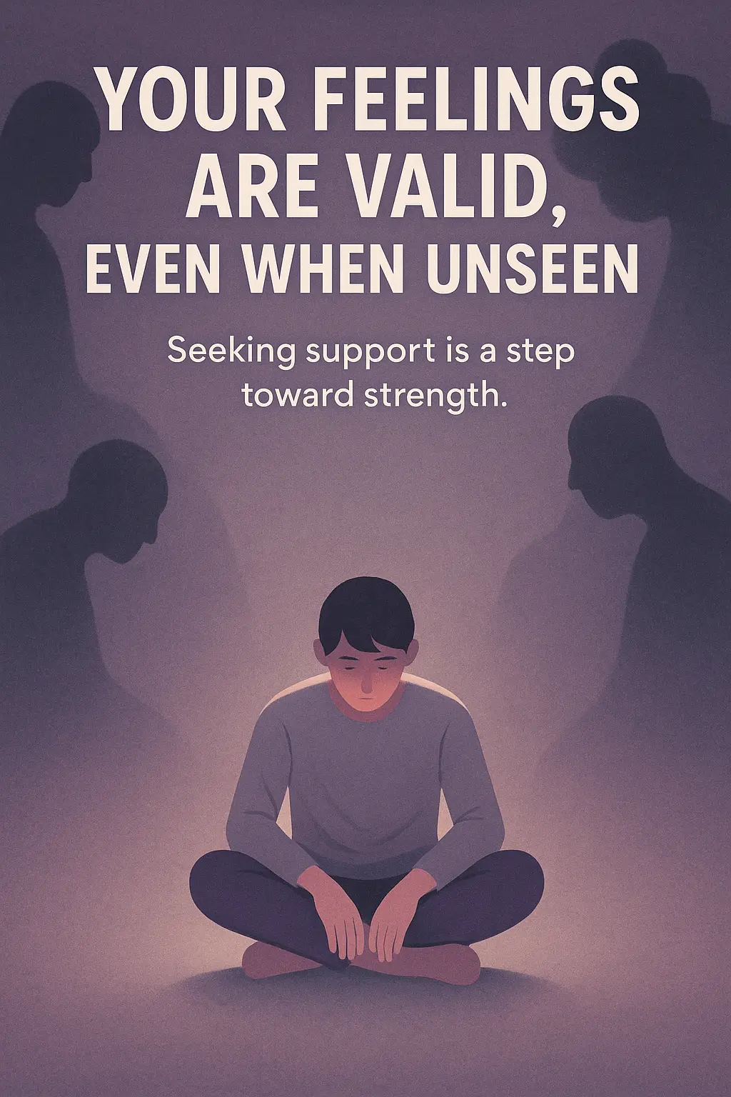 Mental Health Poster template with solitary figure and shadowy emotions