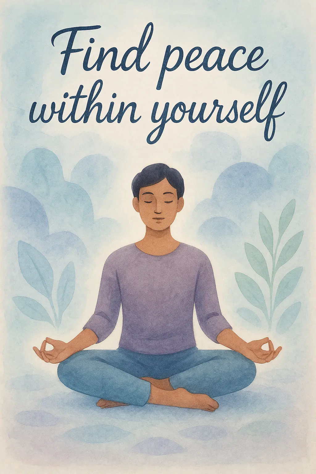 Mental Health Poster template with meditative figure and soothing colors