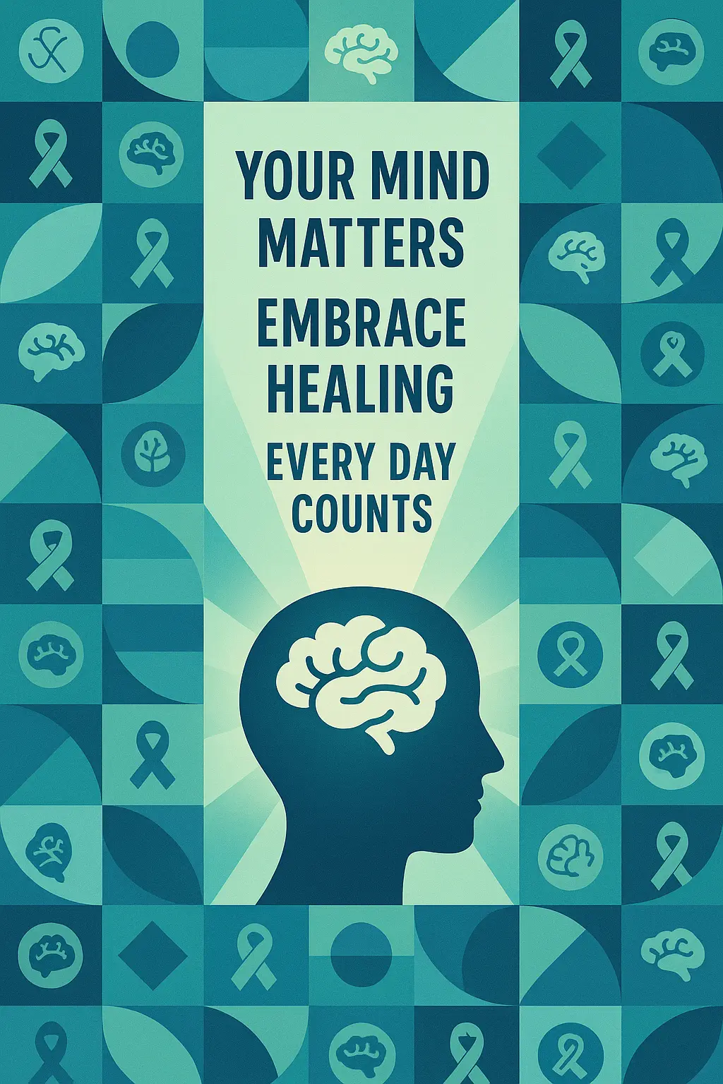 Mental Health Poster template with bold message and abstract shapes