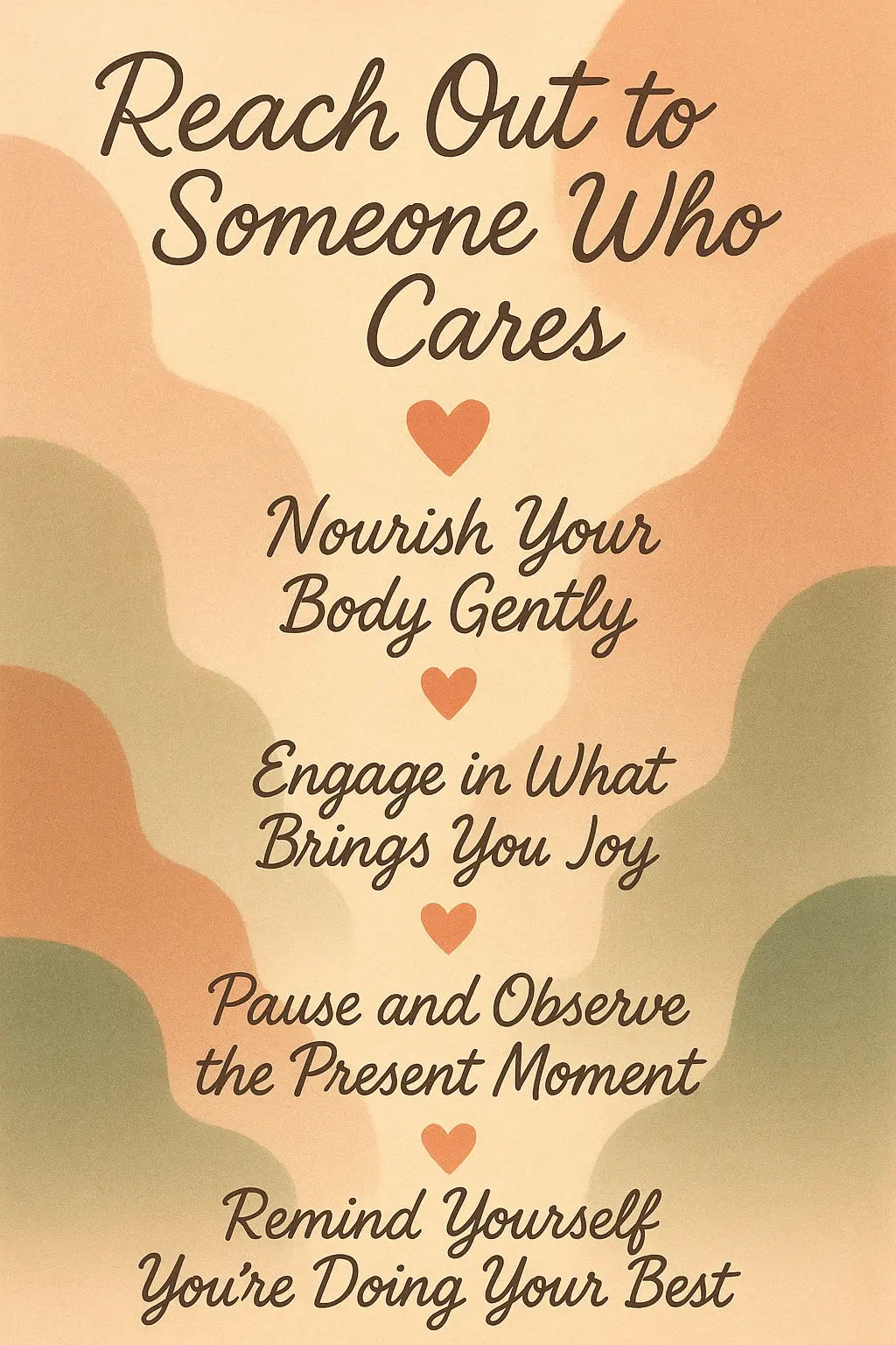 Warm pastel Mental Health Poster template with affirming wellness tips