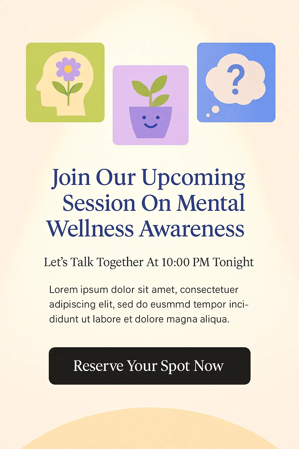 Modern Mental Health Poster template with calming icons and soft colors