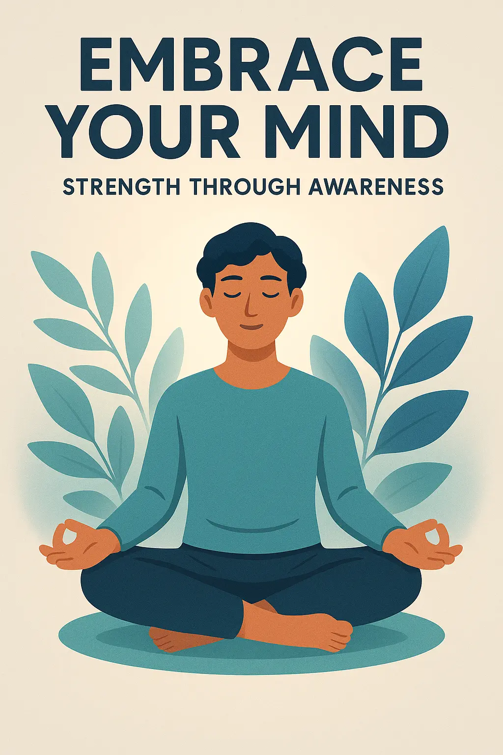 Mental Health Poster template with mindfulness illustration and positive message.
