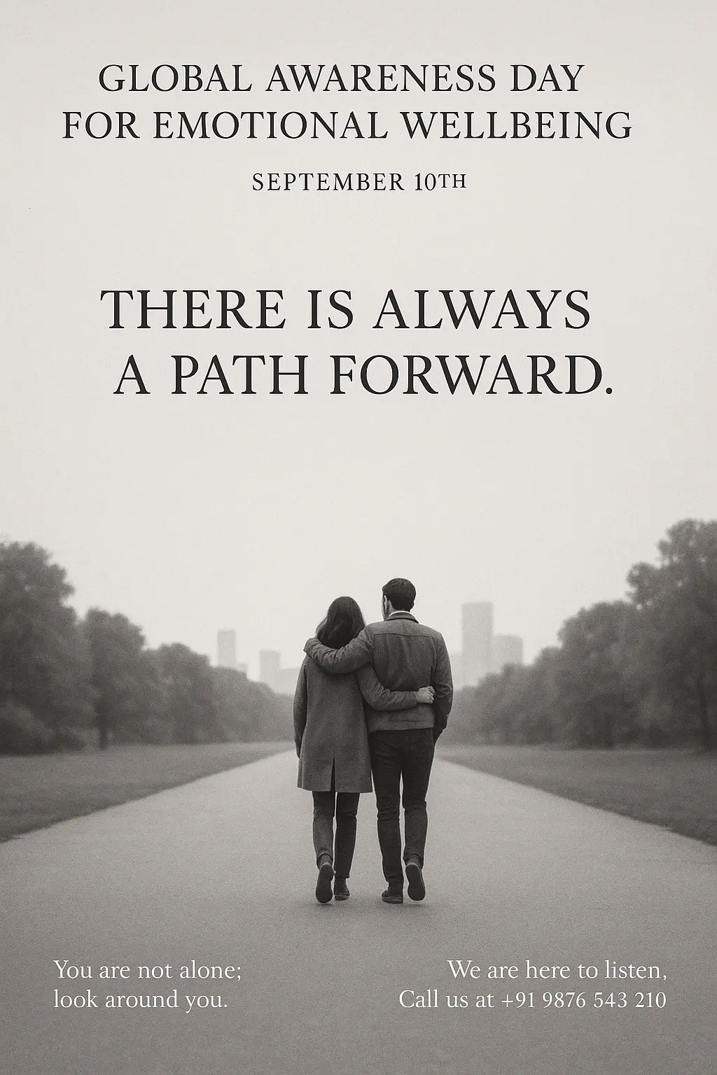 Mental Health Poster template with couple walking and hopeful message