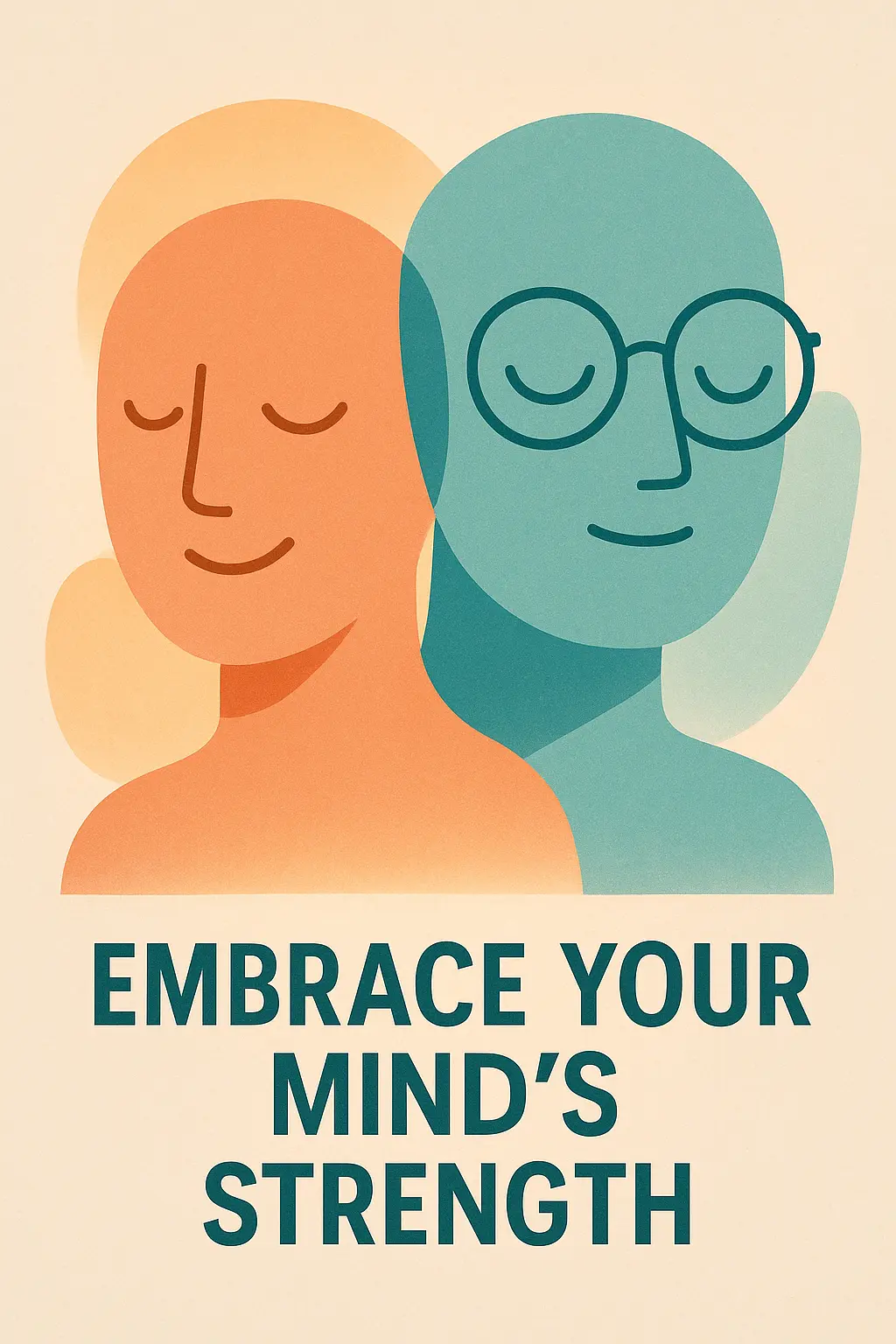 Mental Health Poster template with abstract faces in soft colors