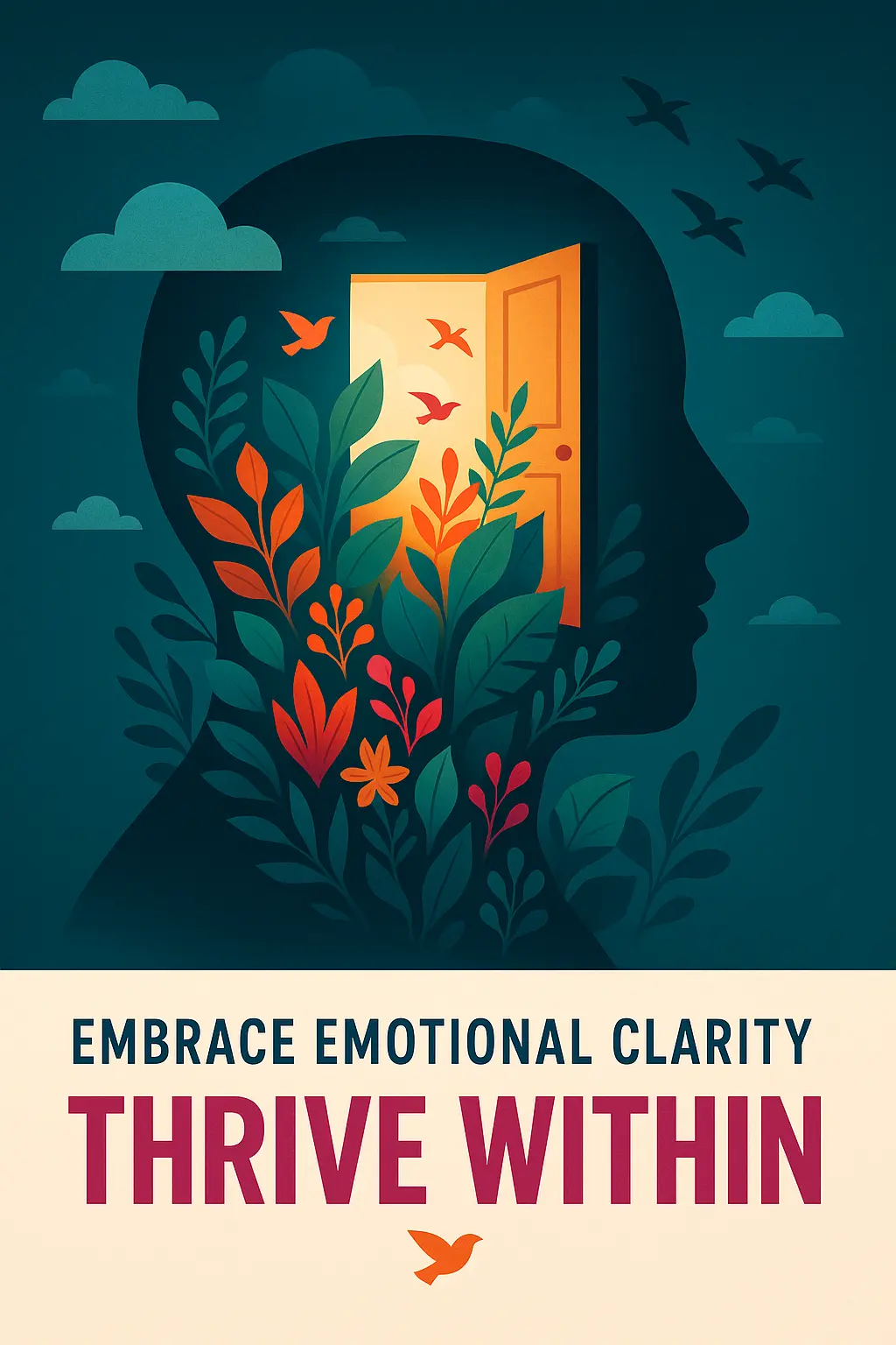 Mental Health Poster template with open mind and nature scene