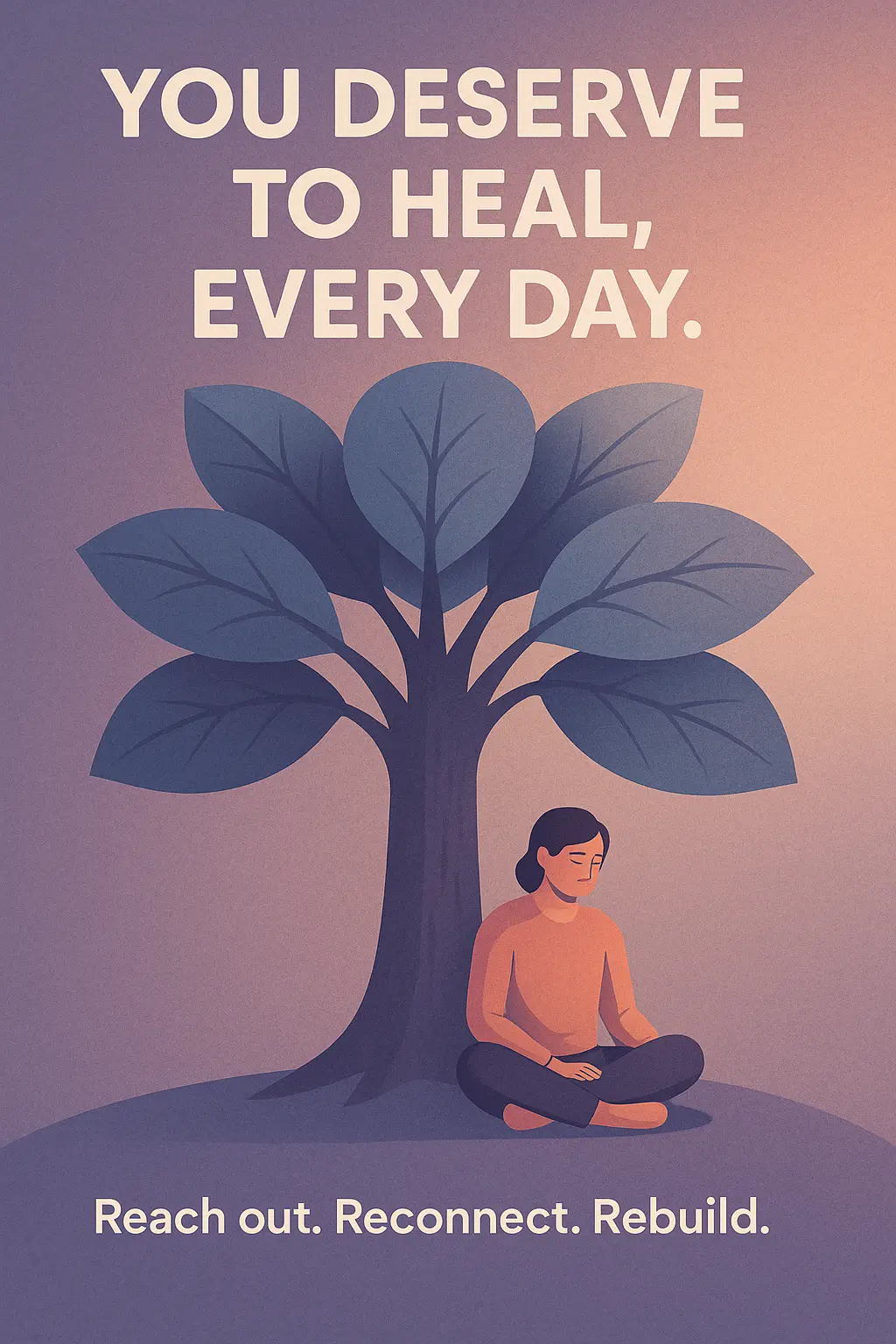 Mental Health Poster template with serene tree and healing message