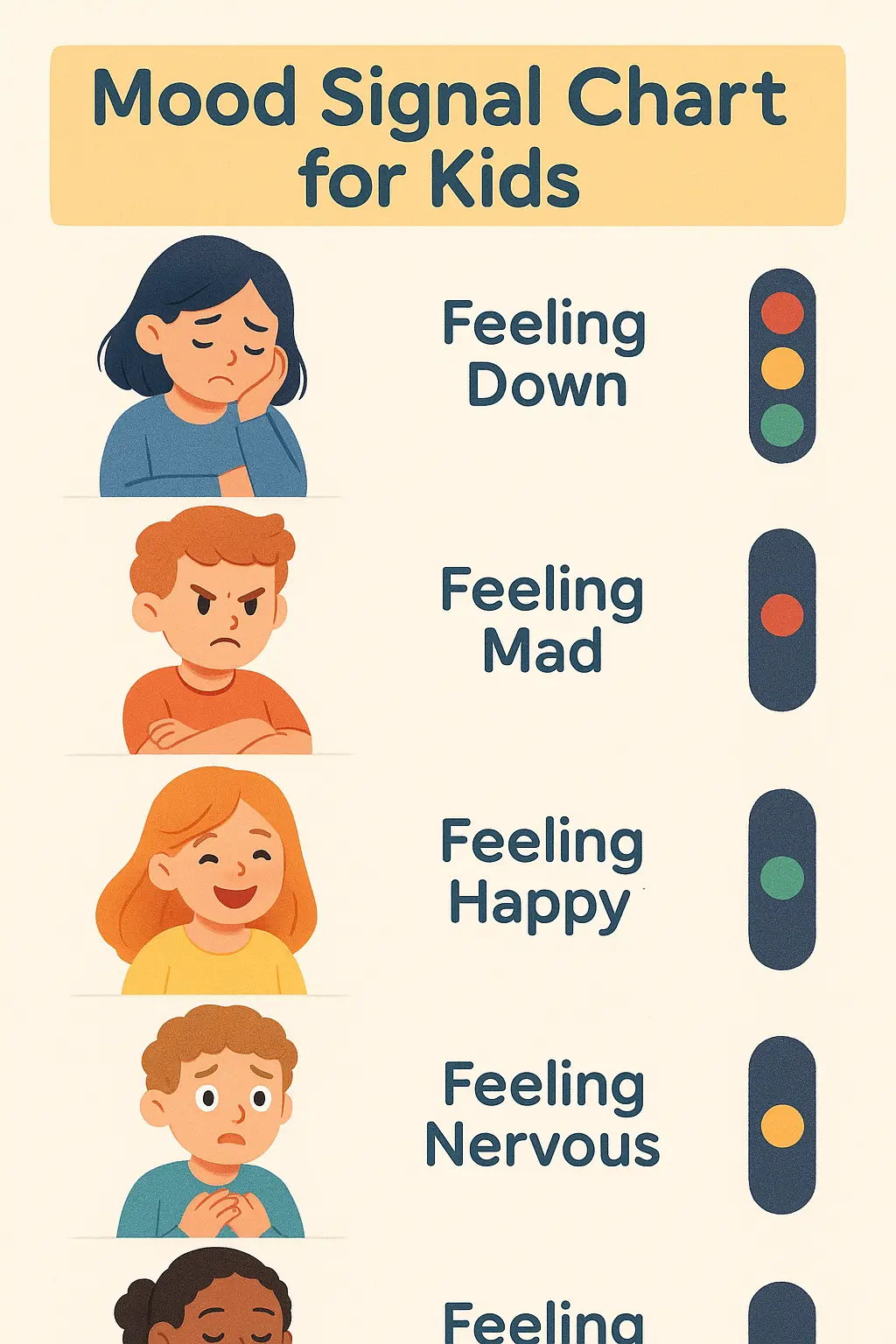 Mental Health Poster template with illustrated emotional traffic light