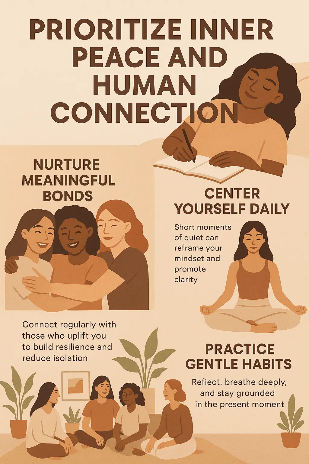 Mental Health Poster template with calm women practicing wellness
