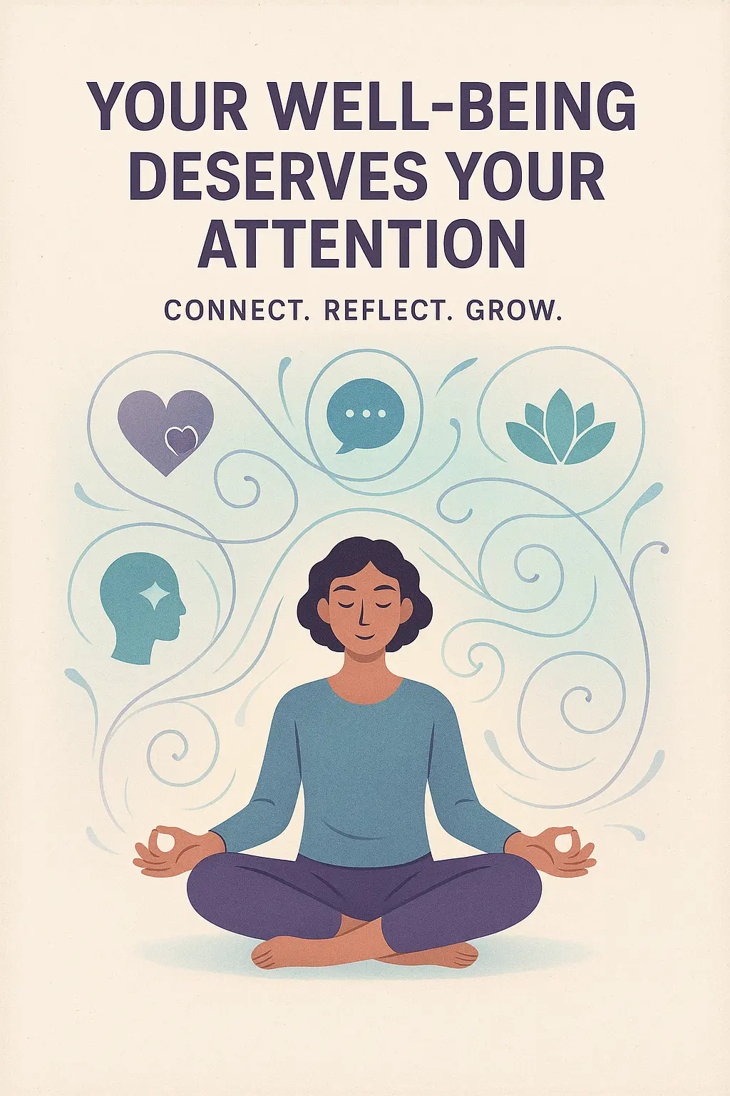 Mental Health Poster template with calm figure and self-care icons