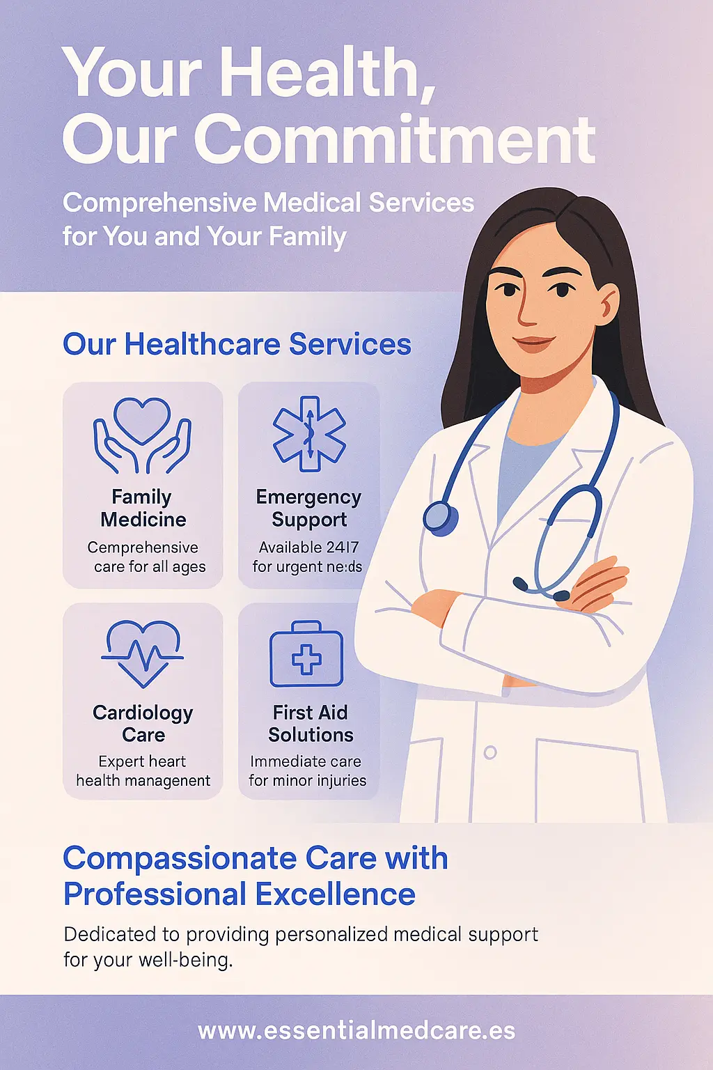 Mental Health Poster template with doctor and service icons