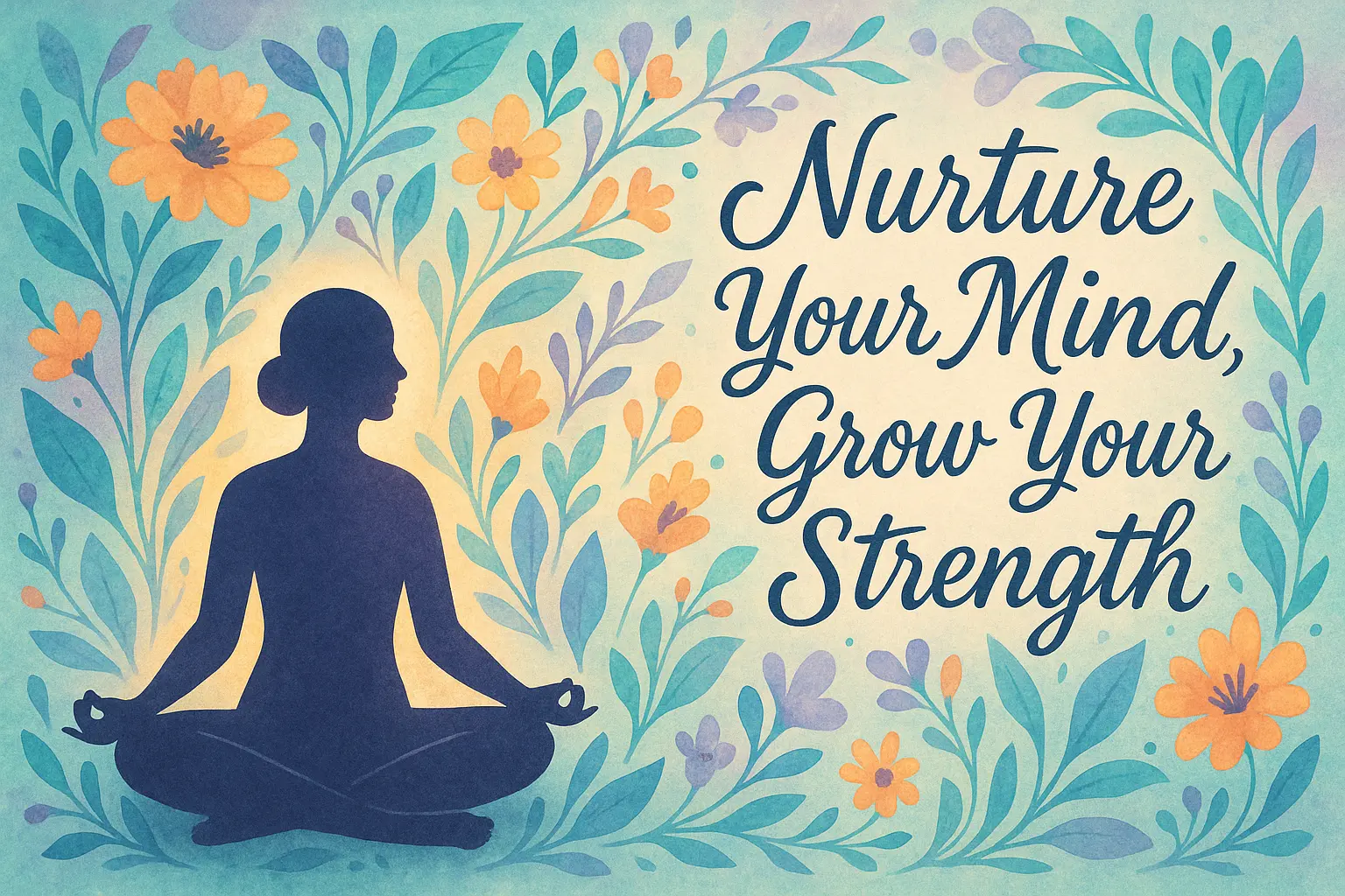 Mental Health Poster template with a meditative person in nature