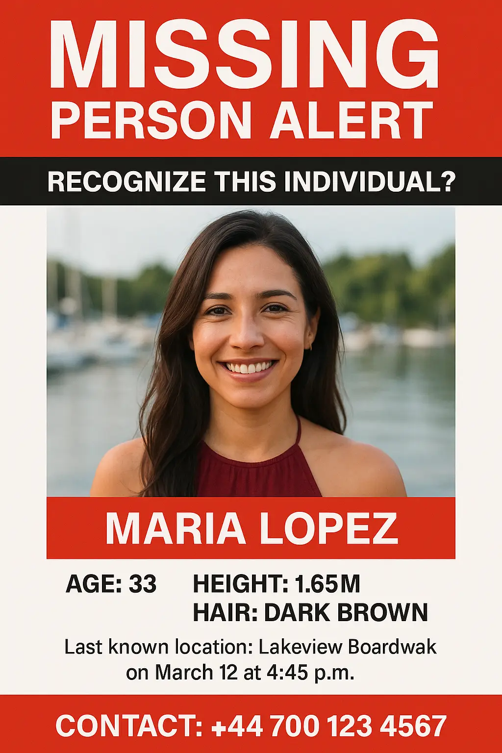 Modern Missing Poster template with photo and contact info
