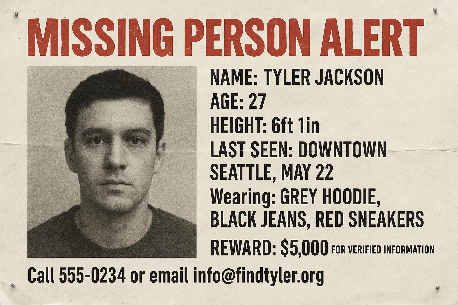 Missing Poster template with silhouette, question mark, and forced disappearance observance.