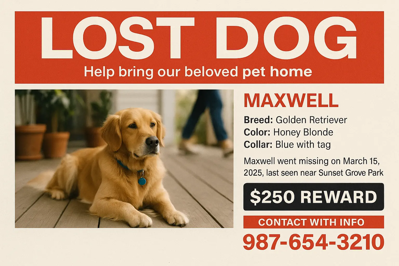 Missing Poster template featuring a lost beagle puppy