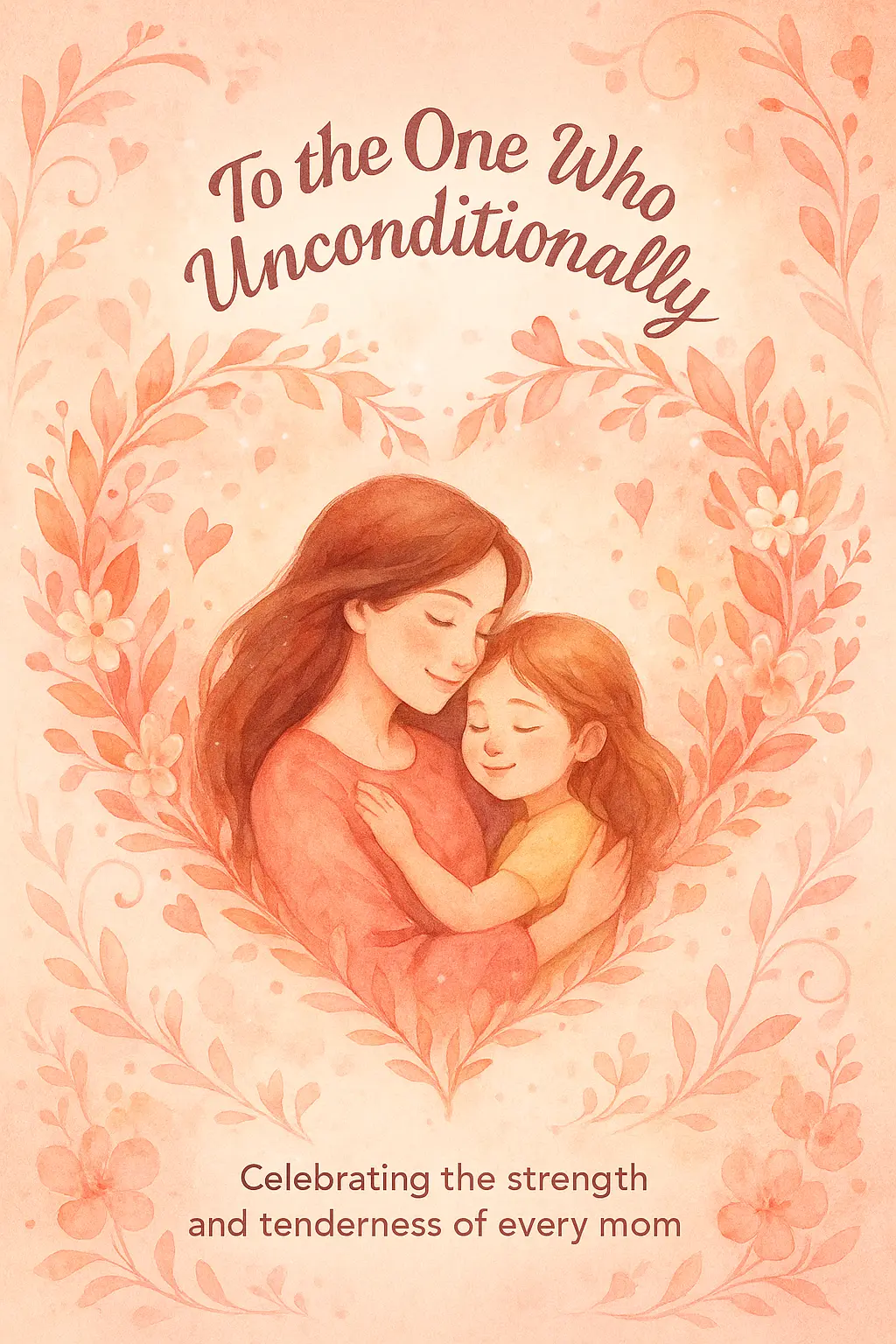 Elegant Mother's Day Poster template with floral heart and embrace