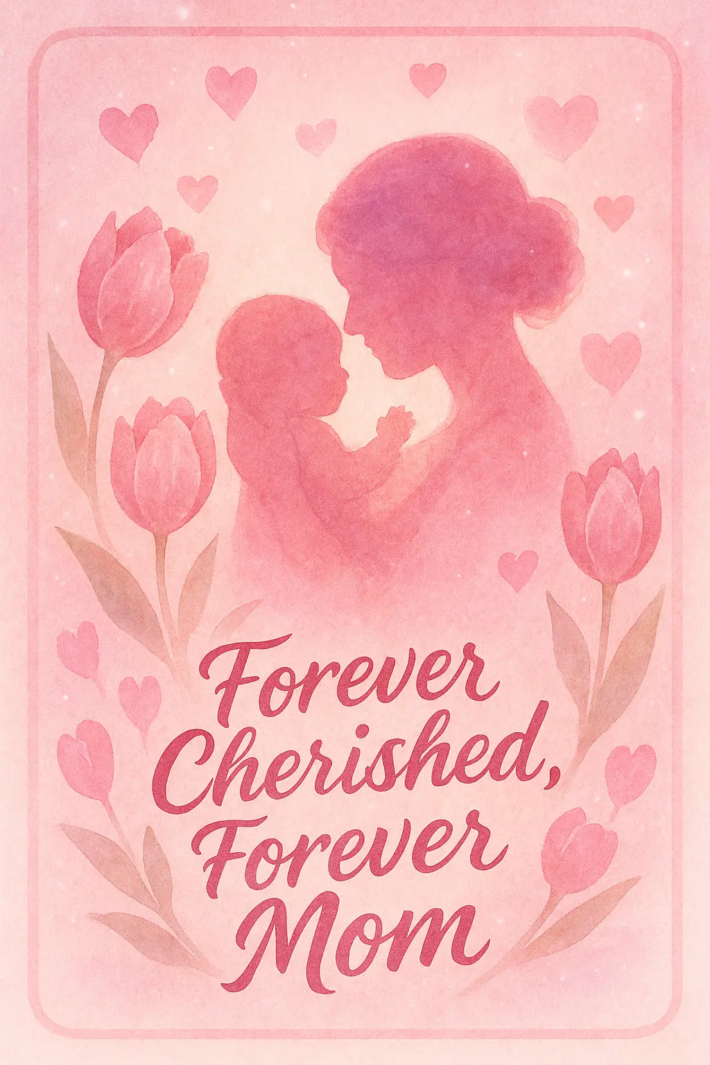 Heartfelt watercolor Mother's Day Poster template with floral frame