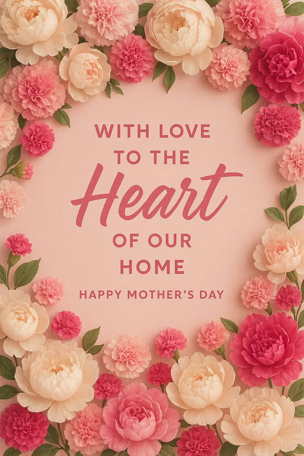 Mother's Day Poster template with pink florals and heartfelt message