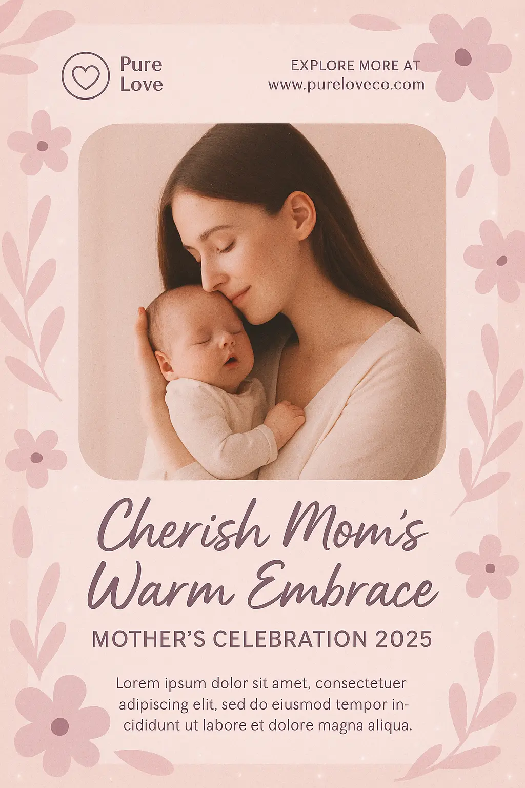 Minimalist Mother's Day Poster template with floral design