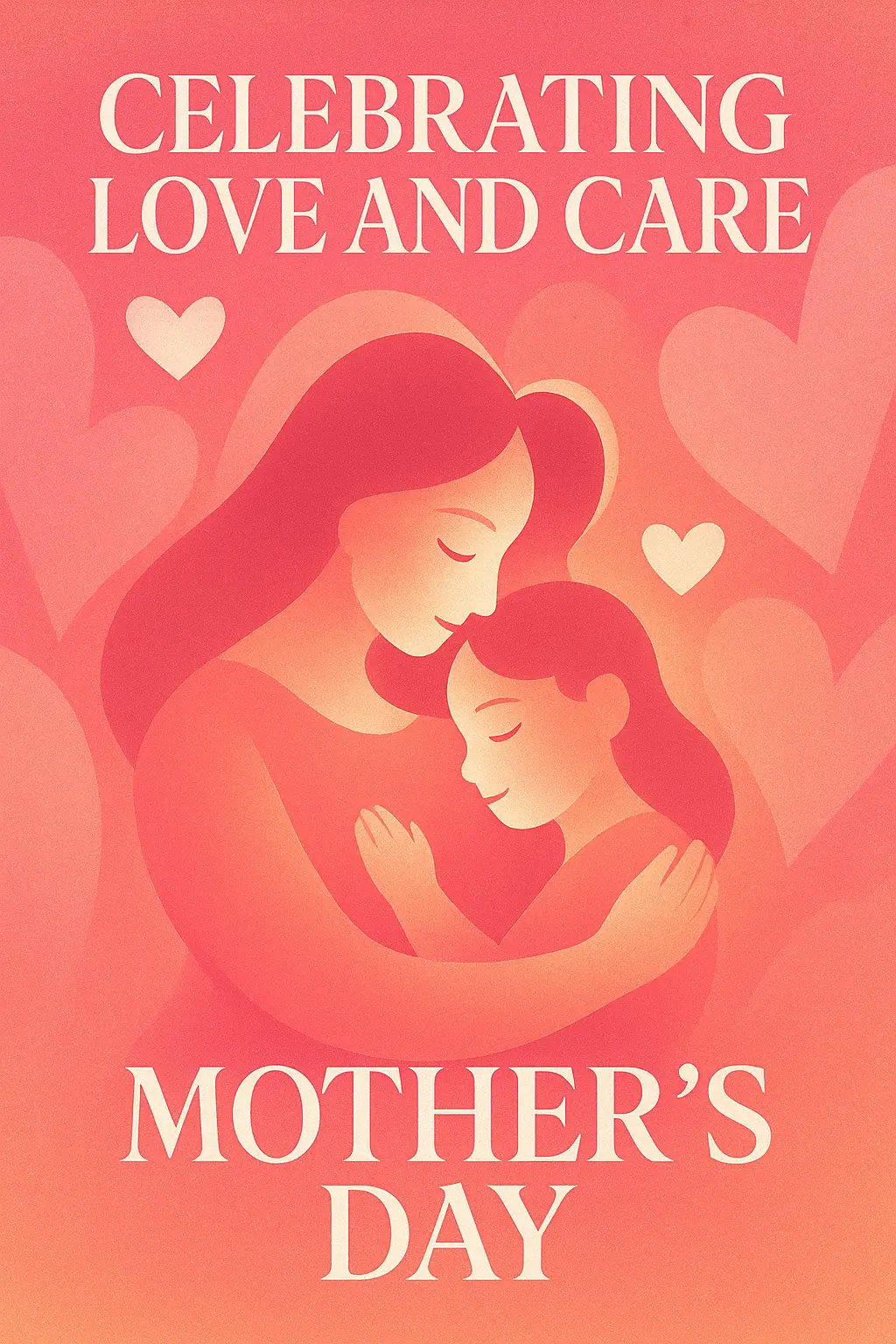 Mother's Day Poster template with a heart-shaped design and 'Celebrating Love and Care' text