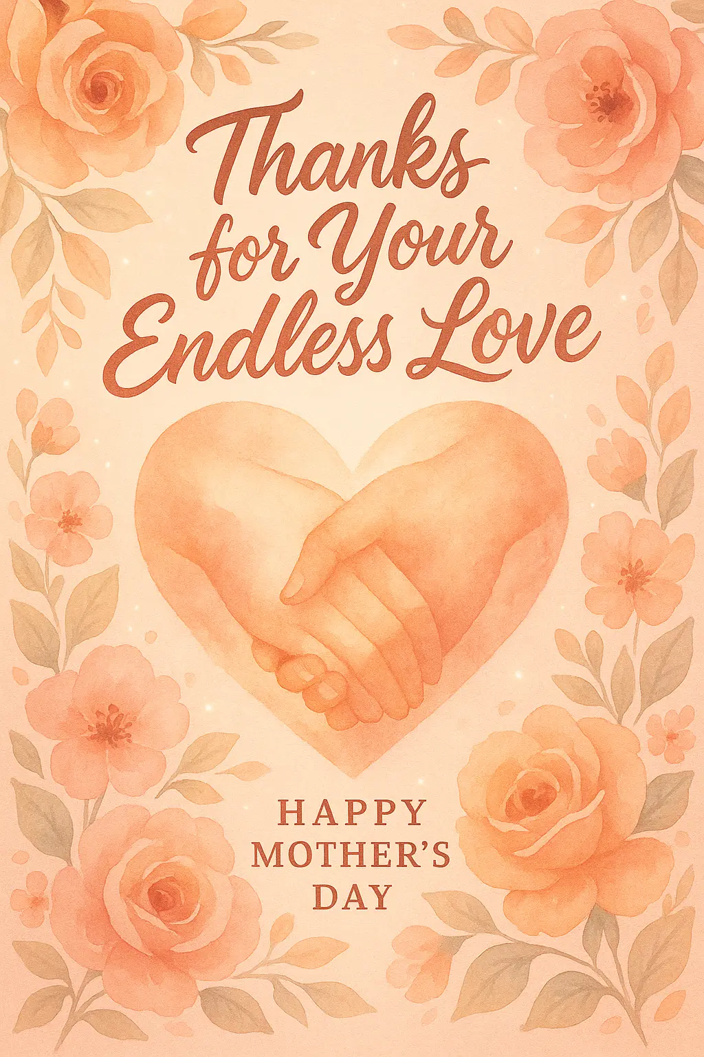 Mother's Day Poster template with floral heart and heartfelt message