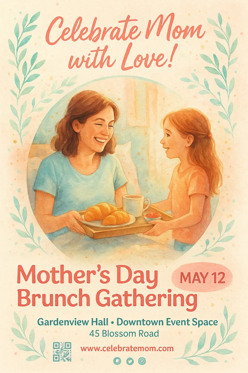 Heartfelt Mother's Day poster template with mom and daughter