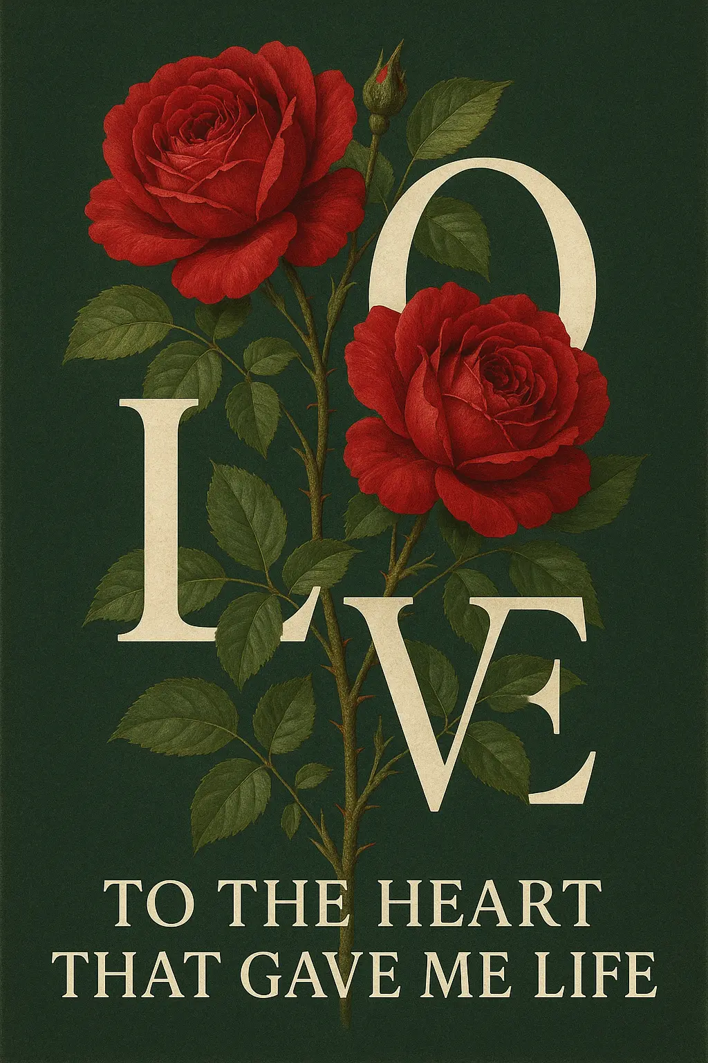 Vintage floral Mother's Day Poster template with roses and serif text