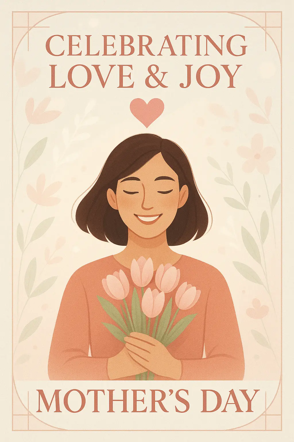 Mother's Day Poster template featuring a woman with tulips