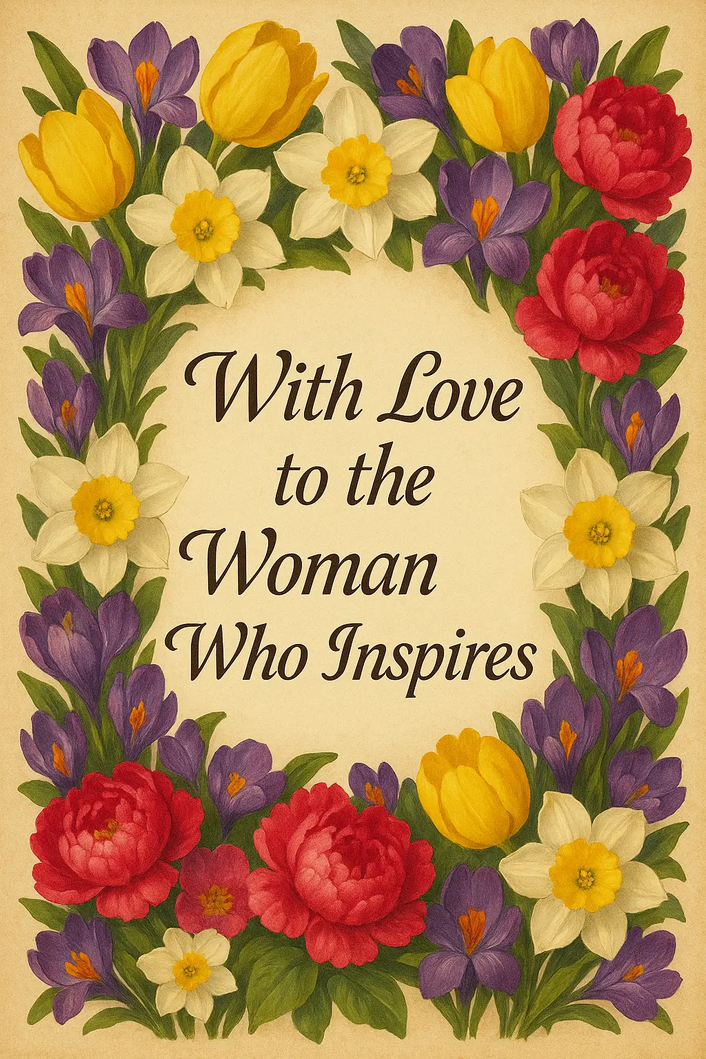 Vintage Mother's Day Poster template with floral borders and elegant text