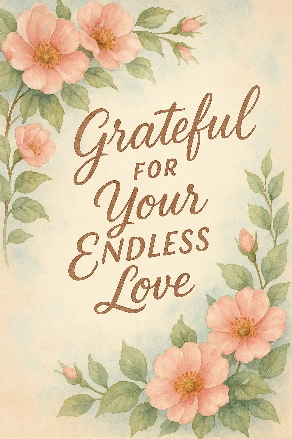 Vintage floral Mother's Day Poster template with pink roses and script text