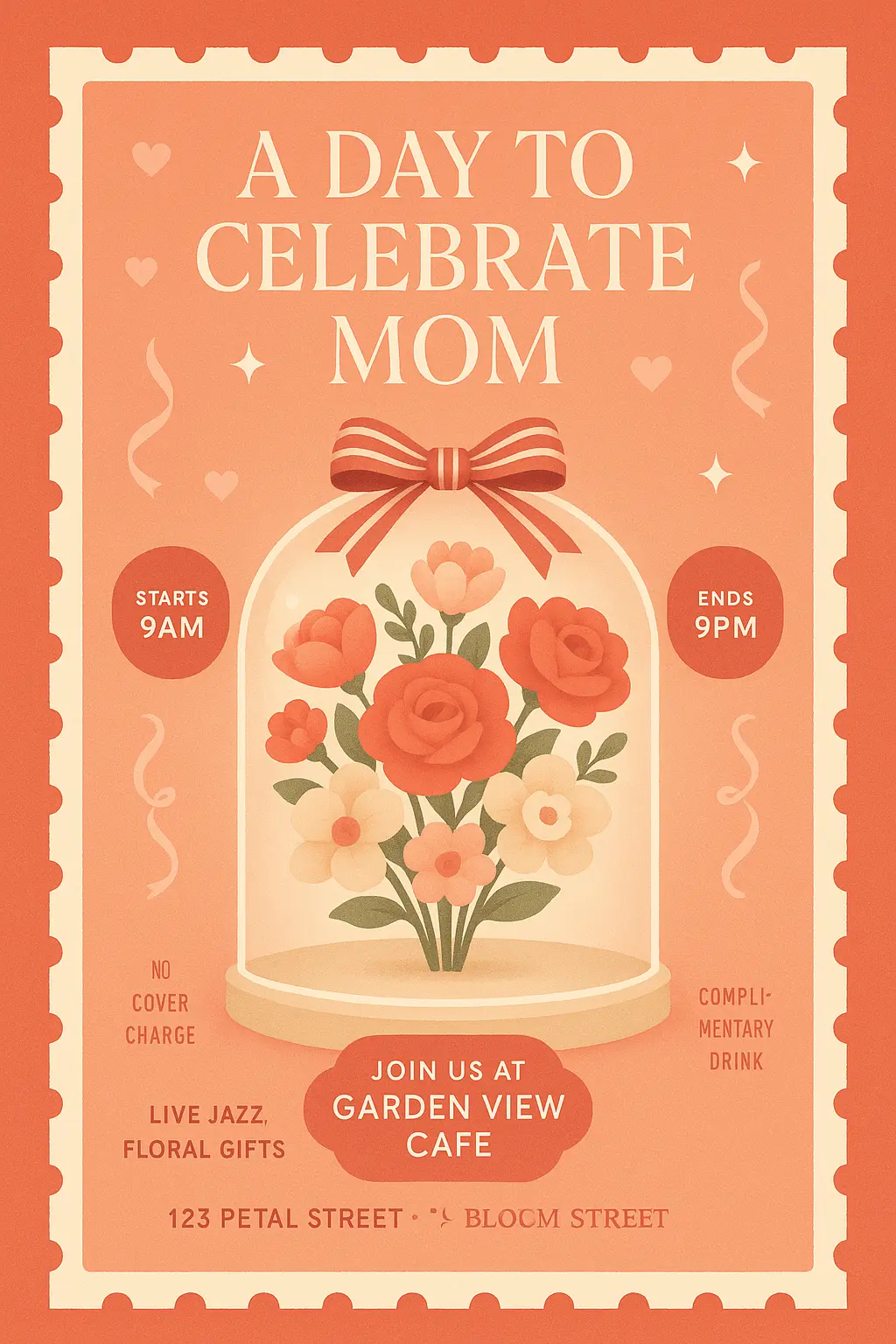 Modern floral Mother's Day poster template with elegant layout