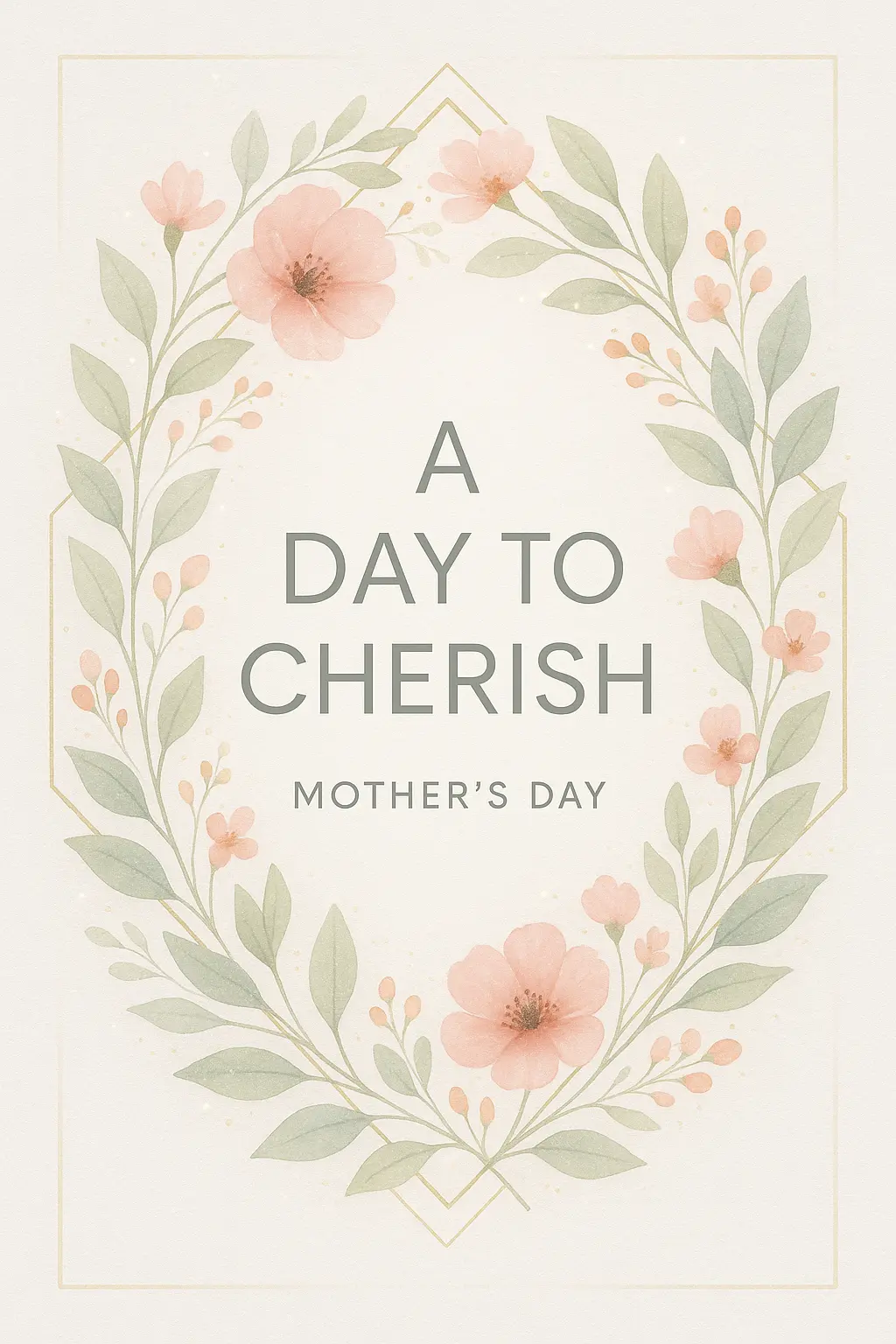 Mother's Day Poster template with floral wreath and geometric design